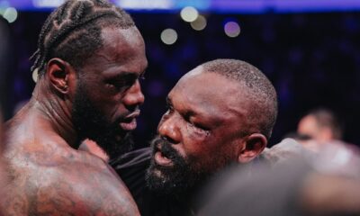 Wilder and Chisora ​​hug after the battle. Photo: MF Pro/David Cavan