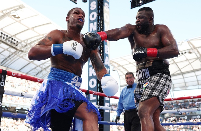 Bakole turned out to be much too big for Anderson (photo: Mark Robinson, Matchroom Boxing)