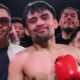 Jimuel Pacquiao celebrates victory with father Manny Pacquiao ringside in Temecula