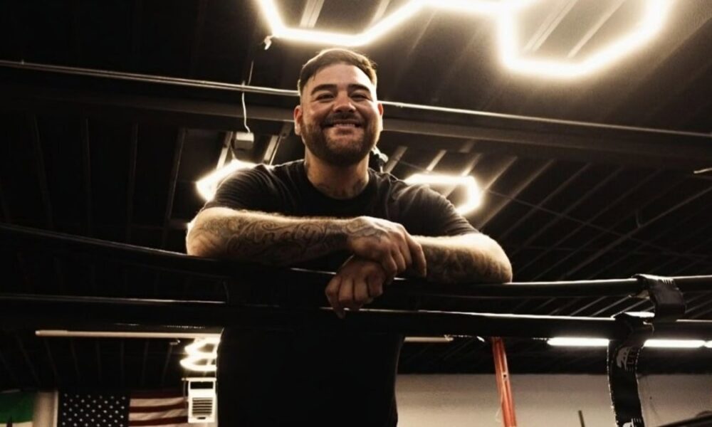Andy Ruiz Jr lean physique smiling boxing gym 2026 comeback