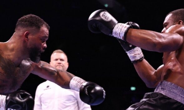 Mike Perez throws a punch during his victory over Franklin Arinze in Manchester as the former heavyweight contender continues his unusual late-career transformation.