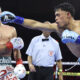 Leo knocked out Lopez and became the world featherweight champion. Photo: Mikey Williams/Top Rank