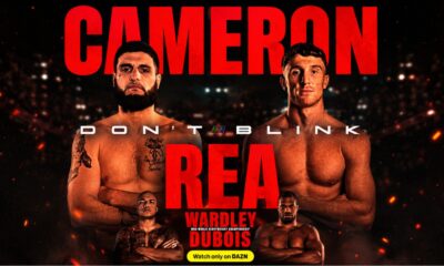 Liam Cameron and Bradley Rea on a fight poster for their light heavyweight clash in Manchester on the Wardley vs Dubois undercard.