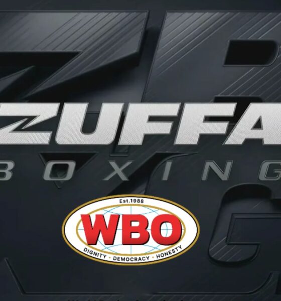 Zuffa Boxing and World Boxing Organization logos displayed together on a dark background representing boxing governance and regulatory tension.