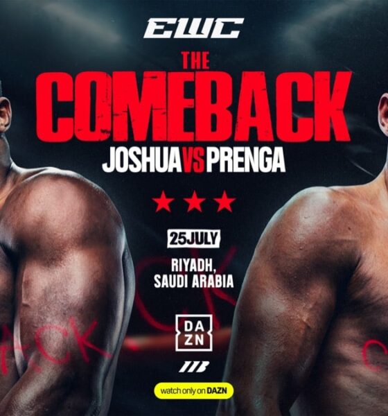 Anthony Joshua and Kristian Prenga promotional poster for July 25 Riyadh fight
