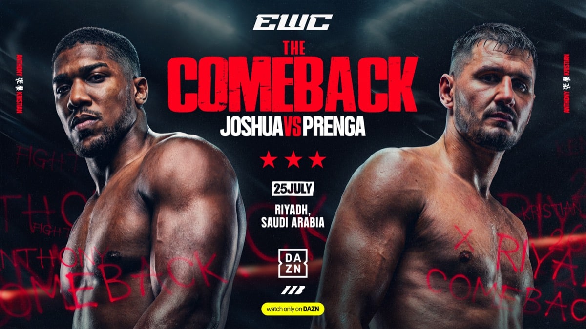 Anthony Joshua and Kristian Prenga promotional poster for July 25 Riyadh fight