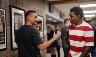 Image: Errol Spence ignores Tim Tszyu handshake at kickoff event