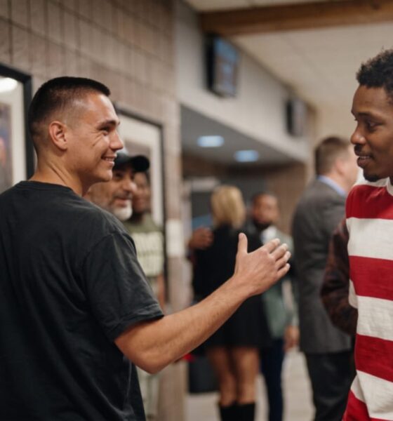 Image: Errol Spence ignores Tim Tszyu handshake at kickoff event