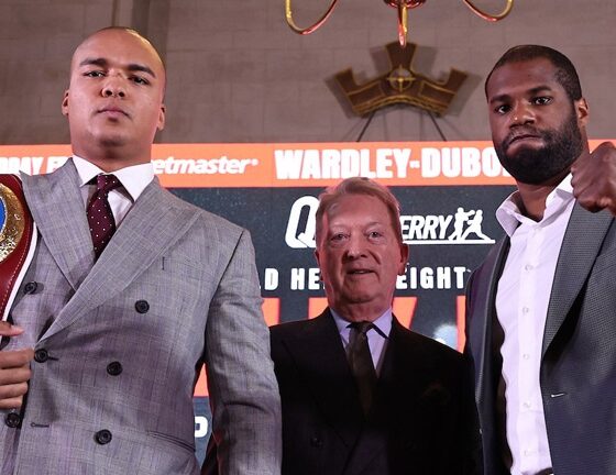 Fabio Wardley will defend his WBO heavyweight title against Daniel Dubois on Saturday in Manchester live on DAZN on pay-per-view. Photo: Queensberry/Leigh Dawney