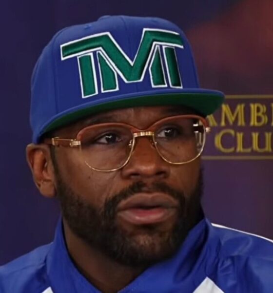 Floyd Mayweather at a 2026 press conference at Mayweather Gym