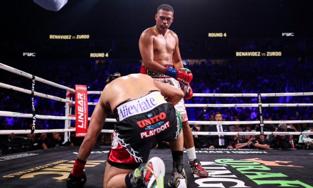 David Benavidez dominates Zurdo Ramirez with a fourth-round knockdown during their cruiserweight fight