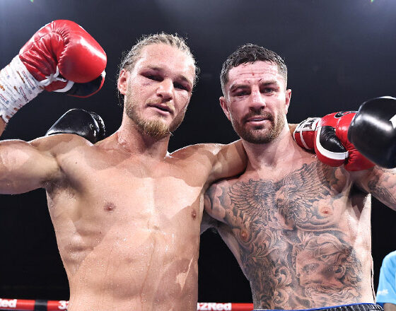 Jack Rafferty and Mark Chamberlain fought to a draw over twelve rounds. source: Leigh Dawney / Queensberry