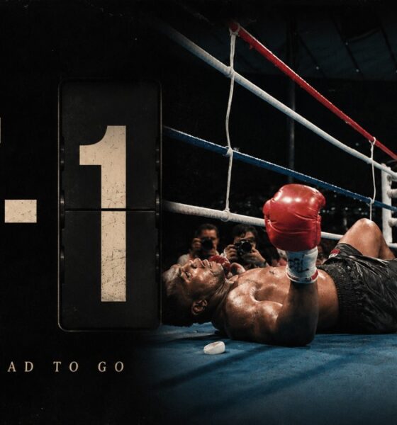 Mike Tyson knocked down by Buster Douglas beside a 37-1 graphic after losing his undefeated record in Tokyo.