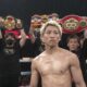 Naoya Inoue poses with world title belts at Tokyo Dome before facing Junto Nakatani