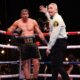 Referee Mark Lyson stops Oleksandr Usyk vs Rico Verhoeven late in the eleventh round in Egypt