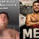 Joseph Mesi Jr. transformation image showing the heavyweight prospect at 345 pounds before beginning his boxing journey alongside a current promotional poster highlighting his 3-0 professional record and family link to former undefeated heavyweight Joe Mesi.