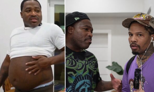 Adrien Broner shows off enlarged stomach during viral stream as Gervonta Davis reacts