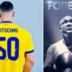 Wladimir Klitschko in a Ukraine shirt beside George Foreman during discussion of the oldest heavyweight champion record