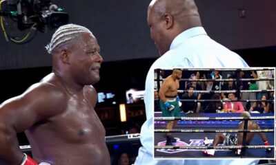 Luis Ortiz looks on after a surprise knockdown by 2-0 heavyweight Edward Millard in Team Boxing League