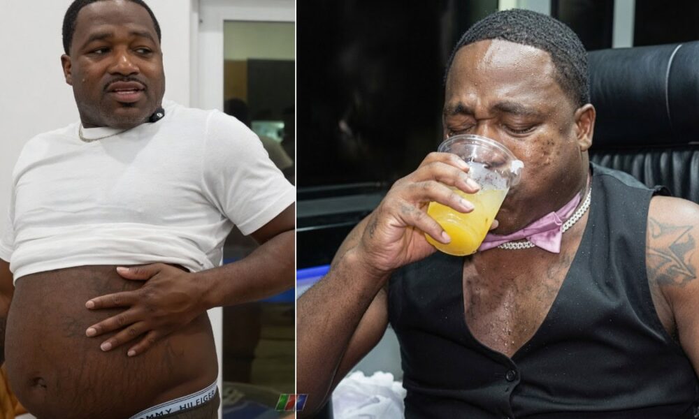 Adrien Broner during recent live streams showing his physical condition and drinking habits