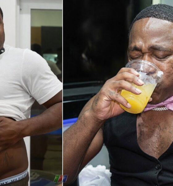 Adrien Broner during recent live streams showing his physical condition and drinking habits