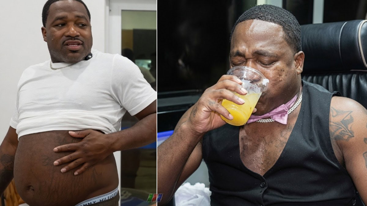 Adrien Broner during recent live streams showing his physical condition and drinking habits