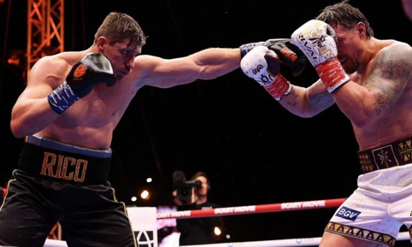 Rico Verhoeven was ahead on the scoreboard in the match against Oleksandr Usyk. Photo credit: Mark Robinson/Matchroom Boxing