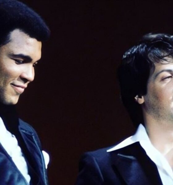 Sylvester Stallone stands beside Muhammad Ali during an Oscars appearance at the height of Rocky's success in Hollywood