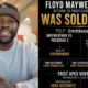 Floyd Mayweather alongside a graphic detailing claims connected to proposed boxing events involving Manny Pacquiao and Mike Tyson