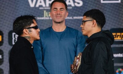Bam and Vargas face-to-face before Saturday's game. Photo: Matchroom Boxing