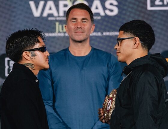 Bam and Vargas face-to-face before Saturday's game. Photo: Matchroom Boxing