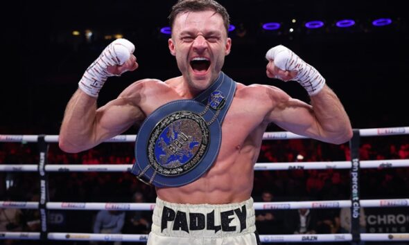 Padley defends his European super featherweight title. Photo: Mark Robinson Matchroom Boxing