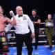 Padley celebrates his narrow victory over Fiaz. Photo: Mark Robinson Matchroom Boxing