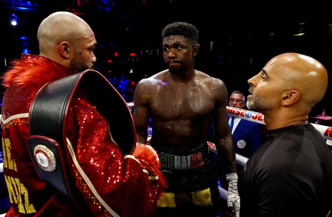 Lerrone Richards admits he is devastated after his controversial split decision loss to Albert Ramirez in Canada. Photo: Vitor Munhoz/Eye Of The Tiger