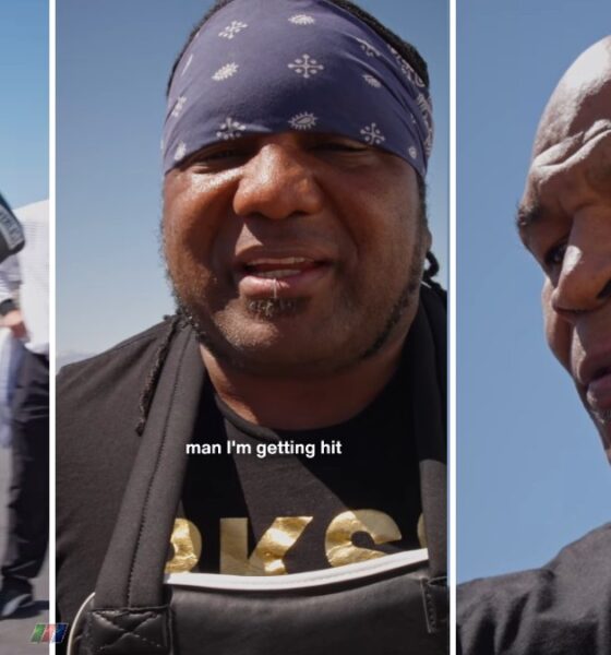 Mike Tyson trains outdoors ahead of a potential return at age 60, with the former heavyweight champion shown shadowboxing, speaking during a workout, and preparing for another intense training session amid uncertainty over his next opponent