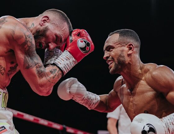 Harlem Eubank defeated Josh Wagner by unanimous decision in Brighton. Photo: David Cavan/Wasserman Boxing