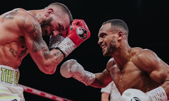 Harlem Eubank defeated Josh Wagner by unanimous decision in Brighton. Photo: David Cavan/Wasserman Boxing