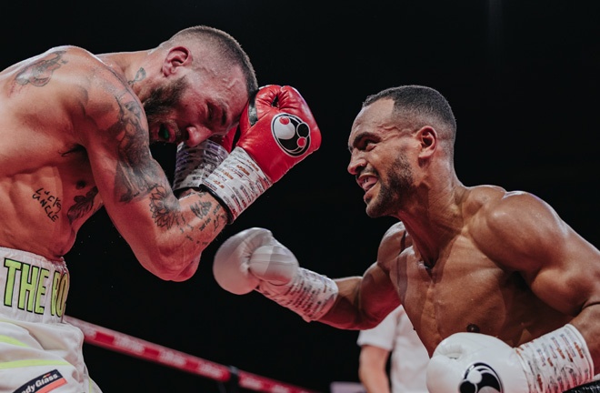 Harlem Eubank defeated Josh Wagner by unanimous decision in Brighton. Photo: David Cavan/Wasserman Boxing