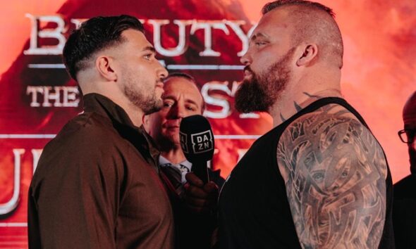 Fury and Hall face-to-face ahead of Saturday's clash. Photo: MF Pro