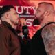 Fury and Hall face-to-face ahead of Saturday's clash. Photo: MF Pro