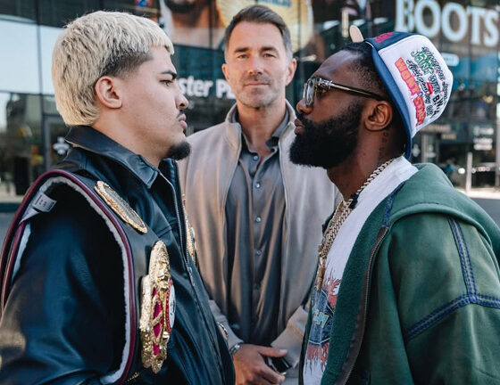 Zayas and Ennis face to face before the clash. Photo: Matchroom Boxing