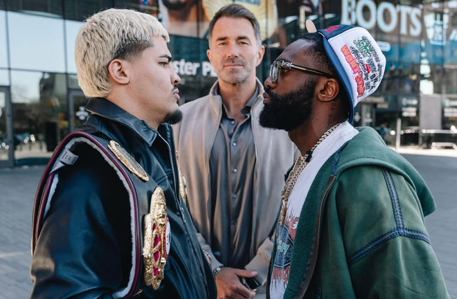 Zayas and Ennis face to face before the clash. Photo: Matchroom Boxing