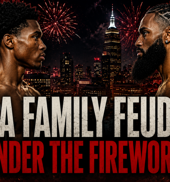 Abdullah Mason and Albert Bell face off before their WBO lightweight title fight in Cleveland beneath Fourth of July fireworks for "A Family Feud Under the Fireworks" feature.