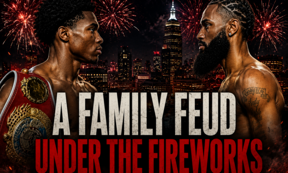 Abdullah Mason and Albert Bell face off before their WBO lightweight title fight in Cleveland beneath Fourth of July fireworks for "A Family Feud Under the Fireworks" feature.