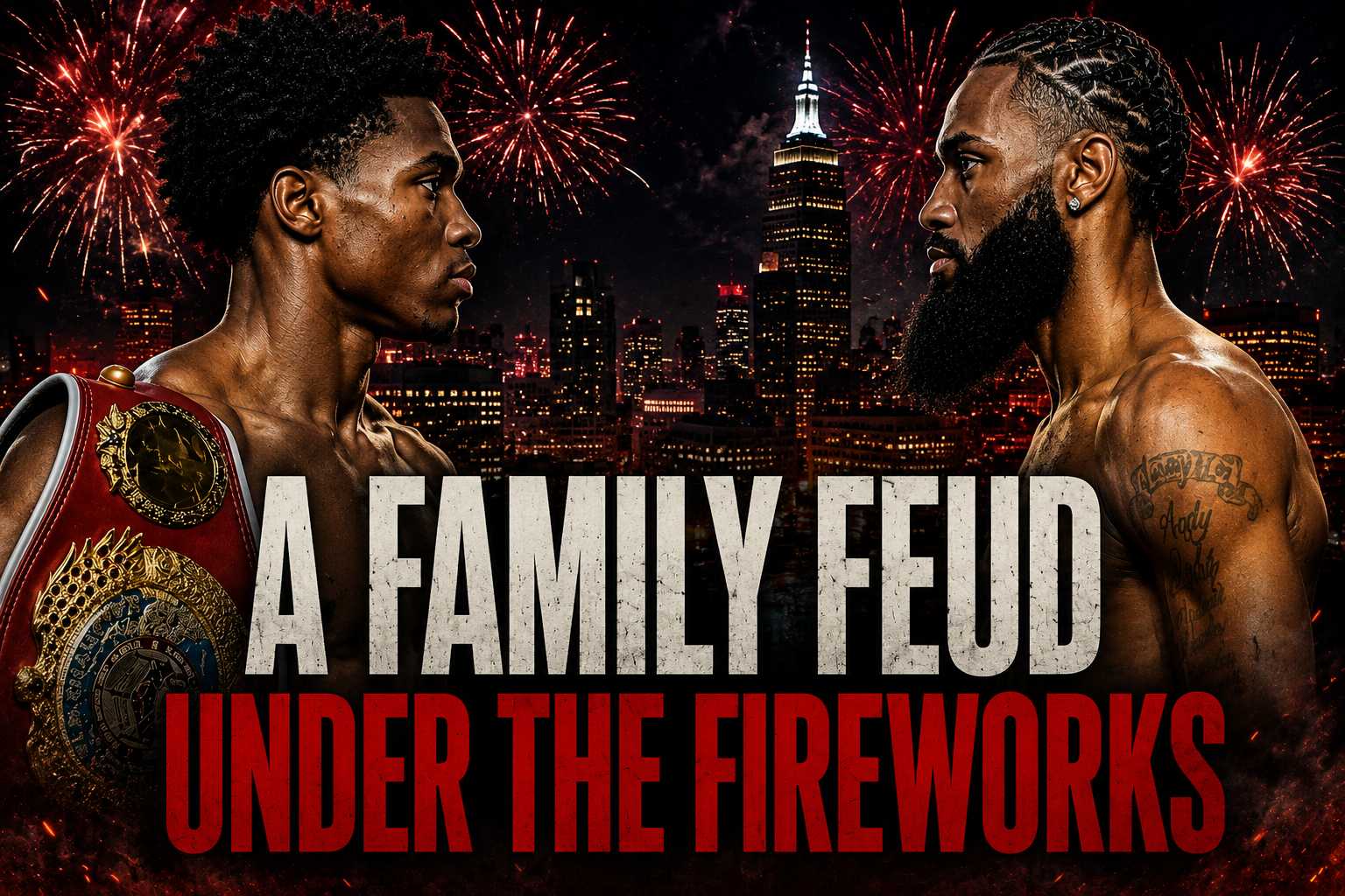 Abdullah Mason and Albert Bell face off before their WBO lightweight title fight in Cleveland beneath Fourth of July fireworks for "A Family Feud Under the Fireworks" feature.