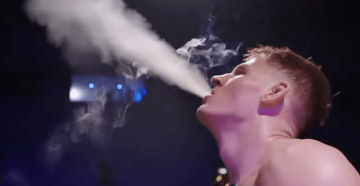 MMA fighter pulls joint out of shorts and lights up after win