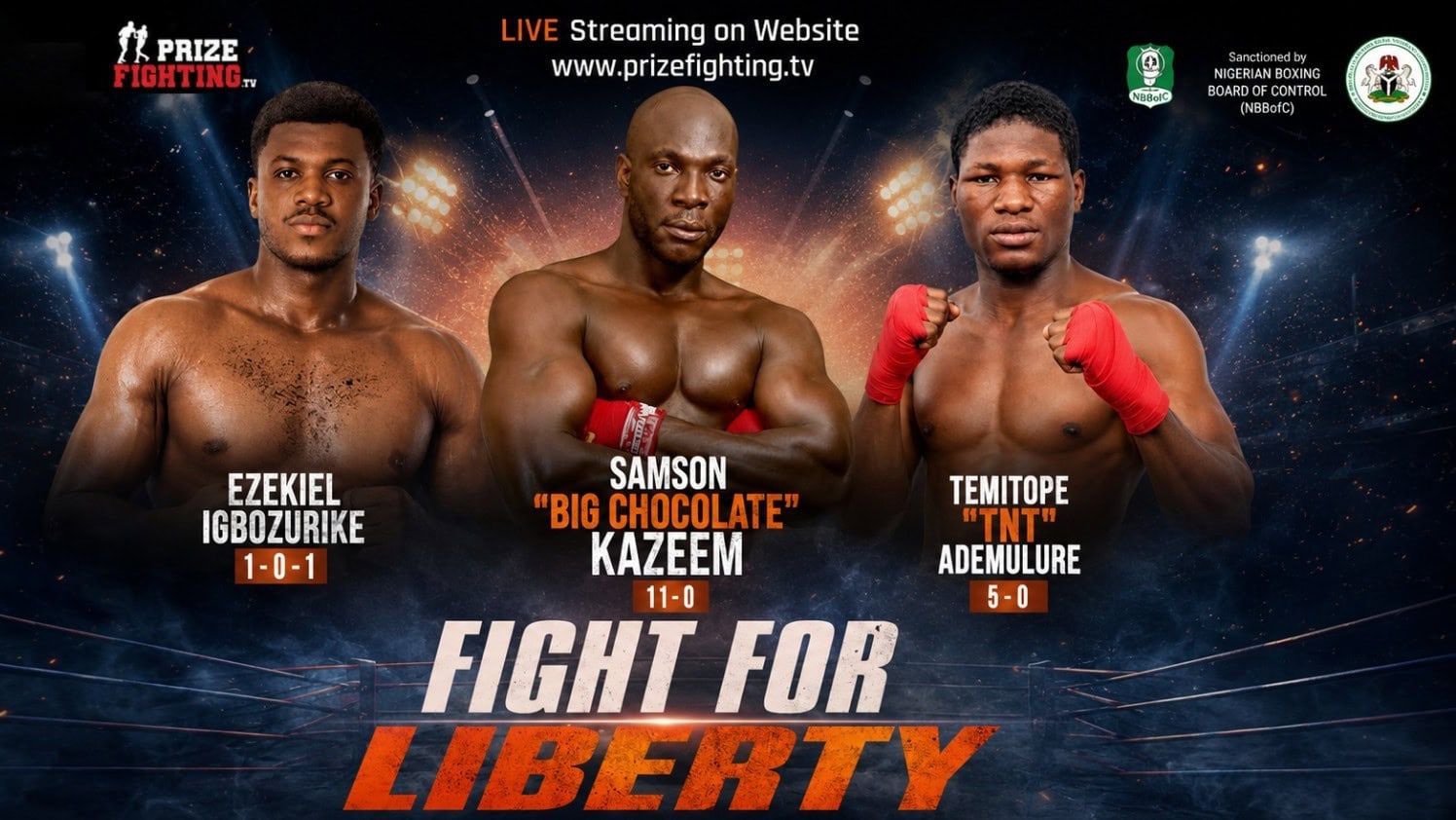 "Stream 'Fight for Liberty': Free 11 Fight Boxing Card from Nigeria Available Worldwide"
