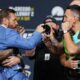 Conor McGregor slams Max Holloway&rsquo;s glasses to ground in intense UFC 329 staredown