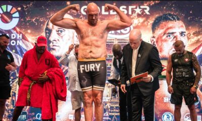 Tyson Fury weighs in 26 pounds lighter than opponent for potential Anthony Joshua tune-up fight