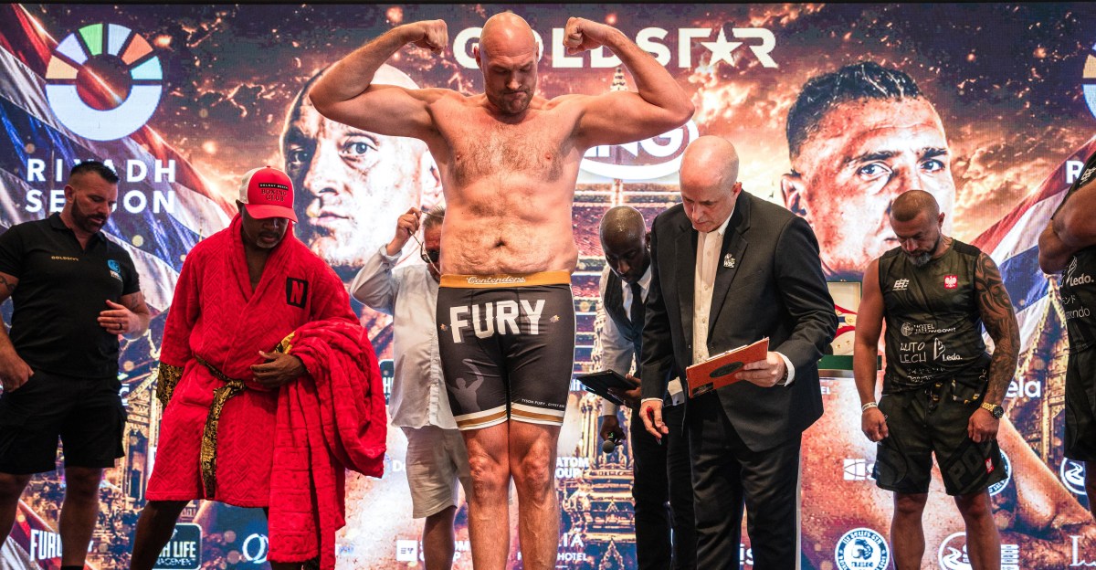 Tyson Fury weighs in 26 pounds lighter than opponent for potential Anthony Joshua tune-up fight